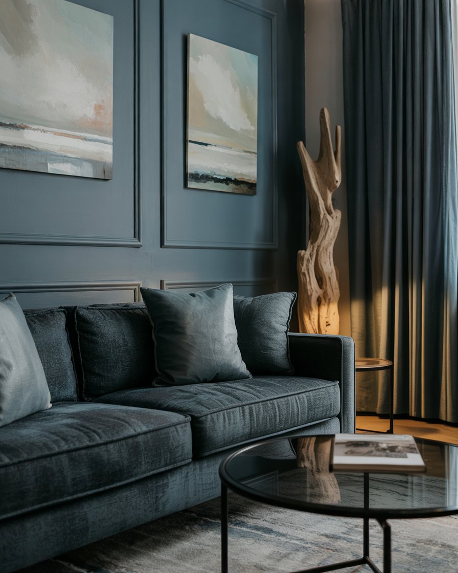 Slate Blue Paneled Walls