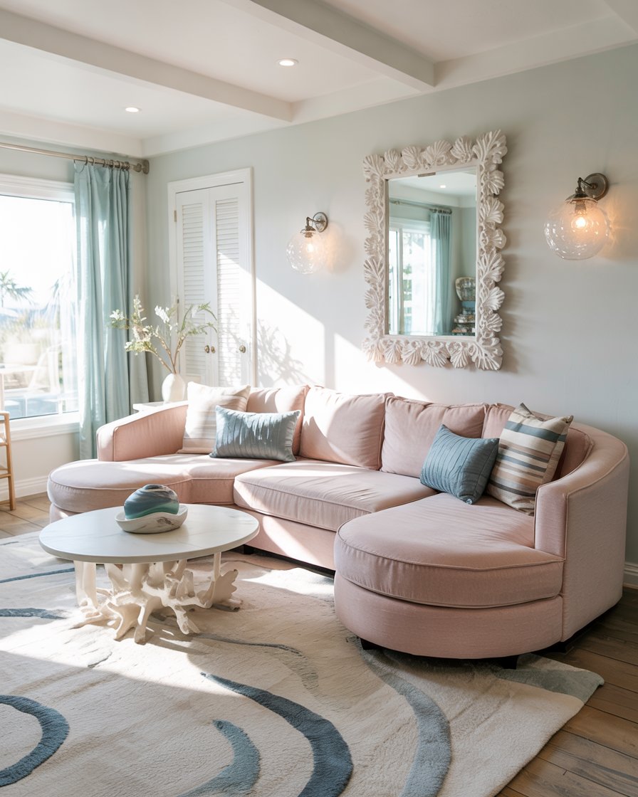 Pink and Blue Coastal Room