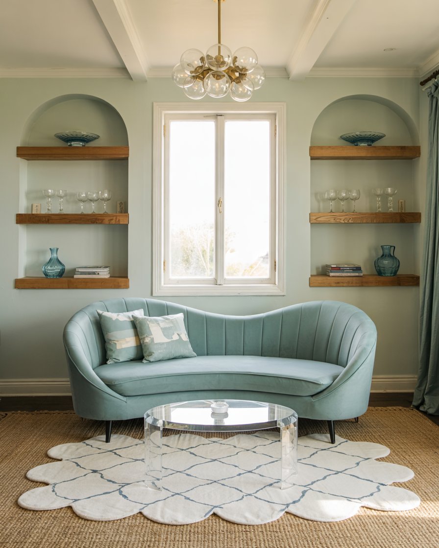 Curved Velvet Loveseat