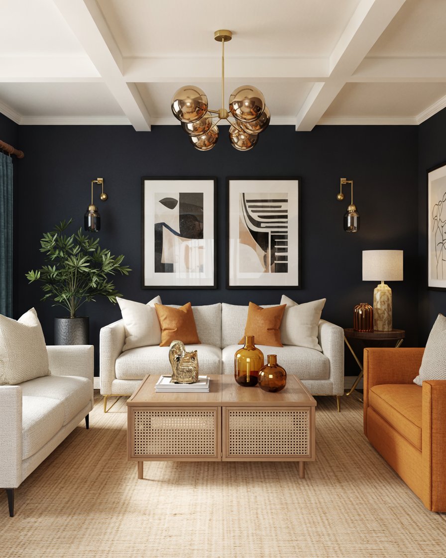 Blue and Ochre Coastal Room