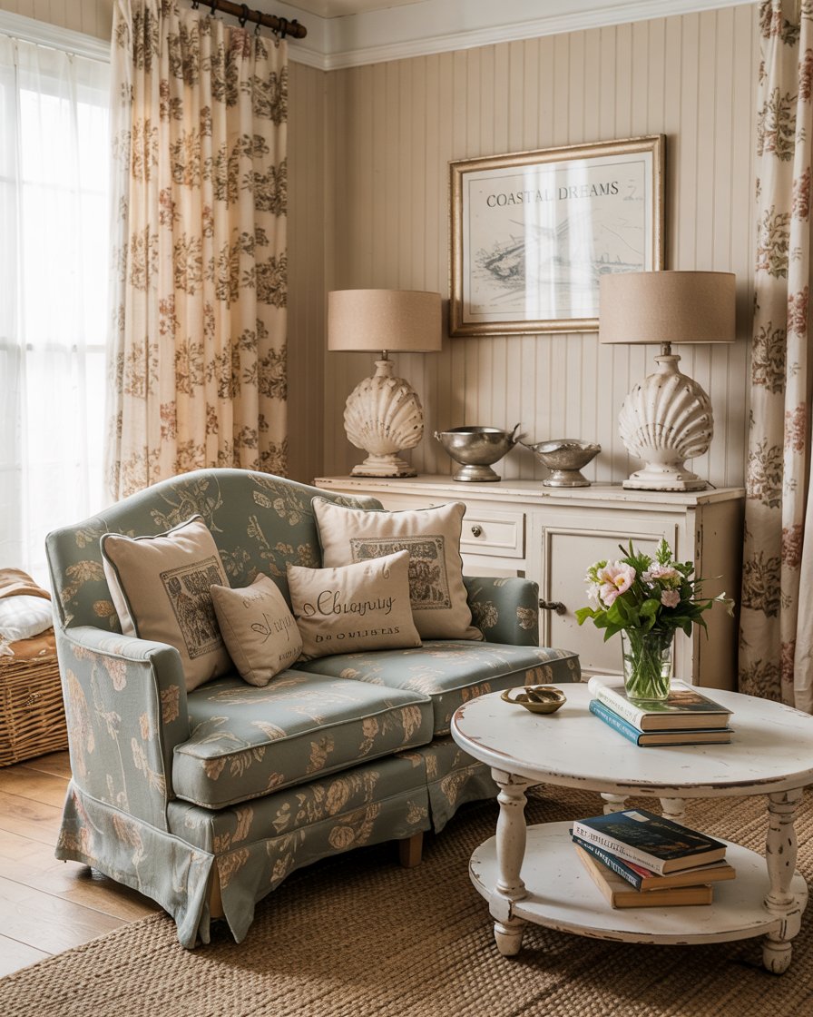 Floral Slipcovered Loveseat