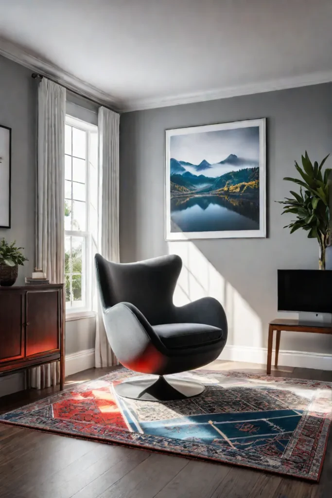 Cozy reading nook inside a closet