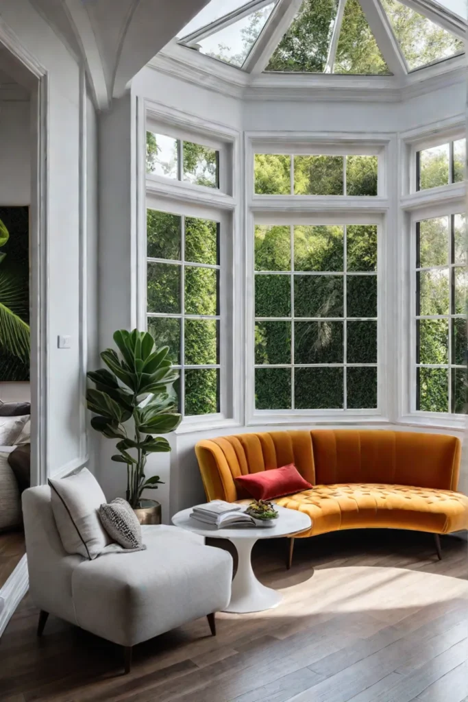 DIY window seat reading nook with garden view