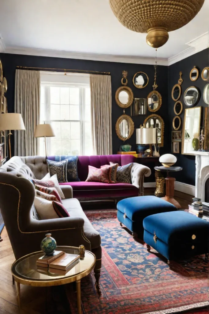 Vintage and modern elements blend in a stylish living room