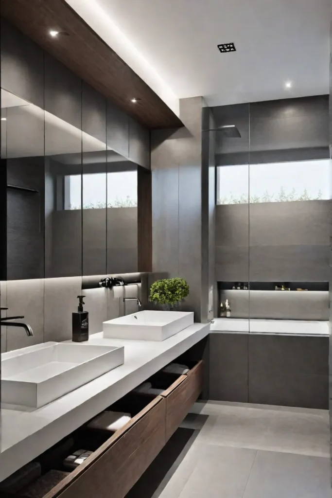 Functional minimalist bathroom with storage