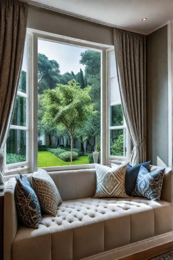 A serene window seat with natural light and a connection to nature