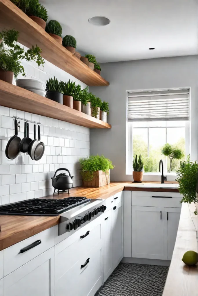 A narrow galley kitchen with efficient storage and workspace