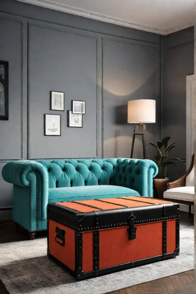 Eclectic living room with vintage furniture