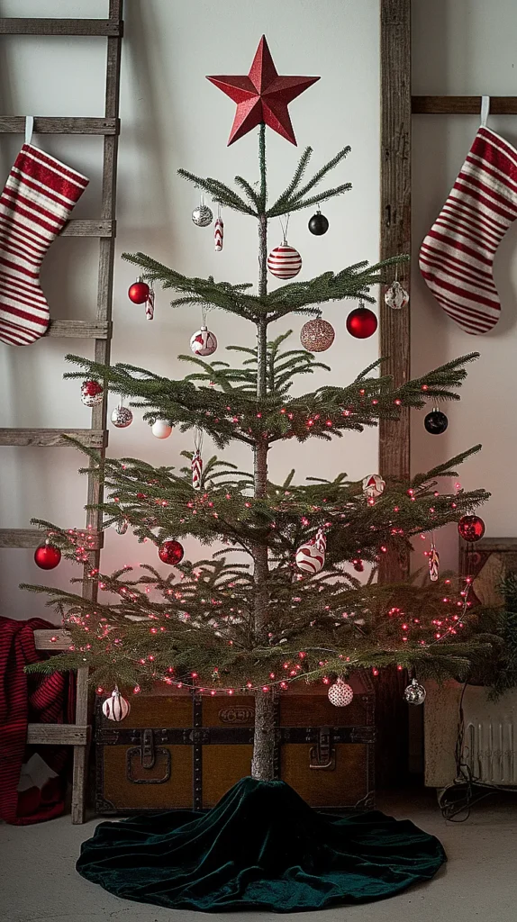 Christmas Tree with Red Lights