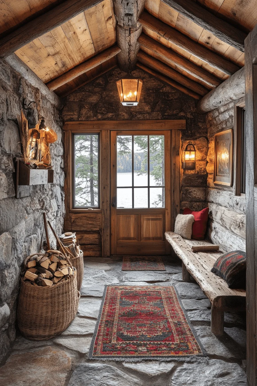 Rustic cabin entryway