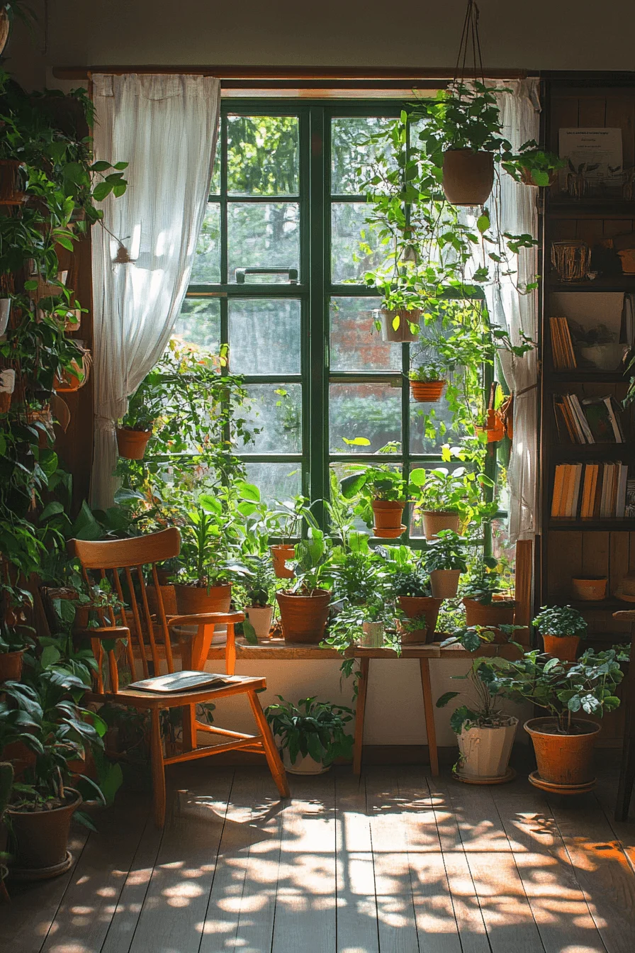Cabin interior with plants