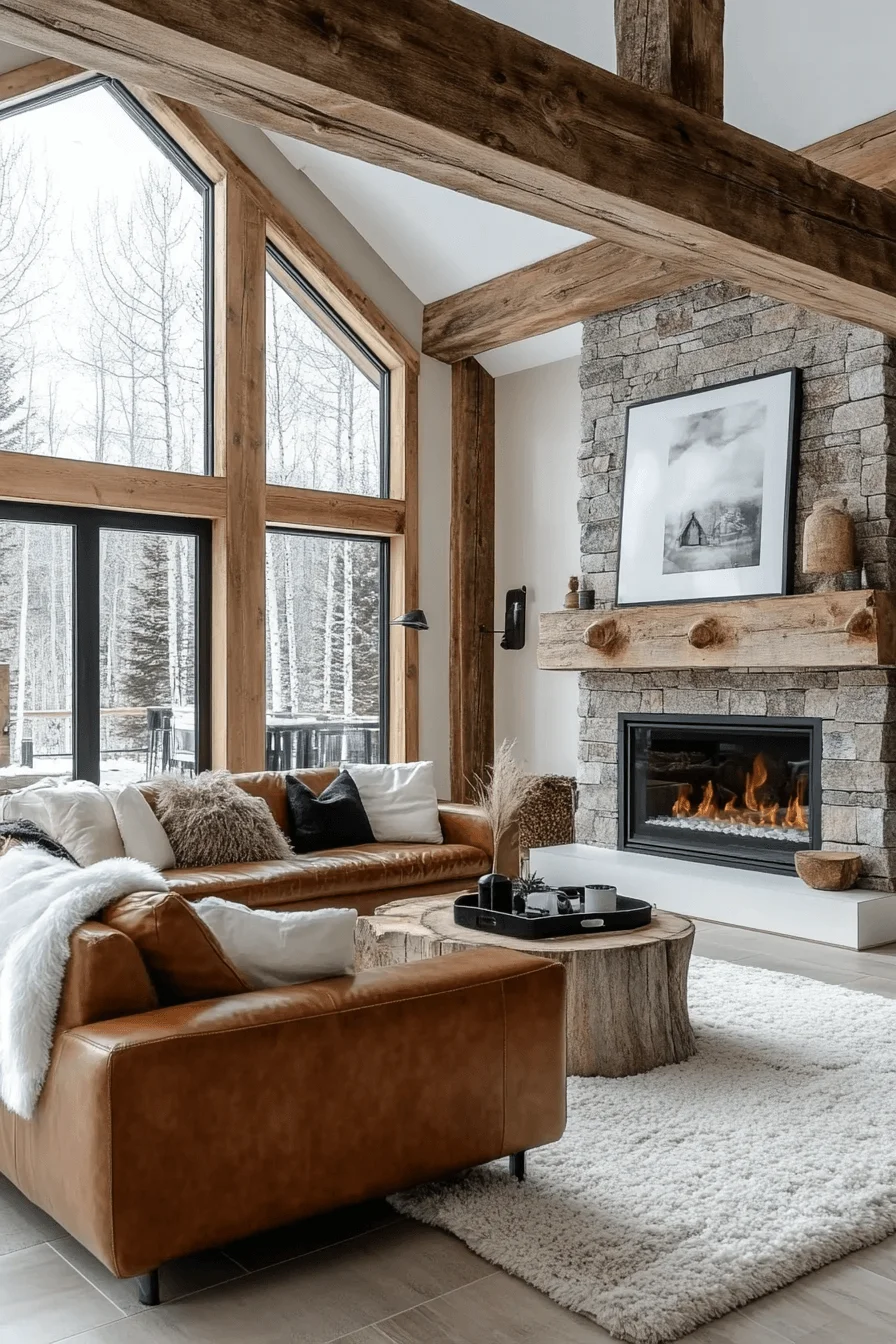 Rustic Mountain Cabin Living Room