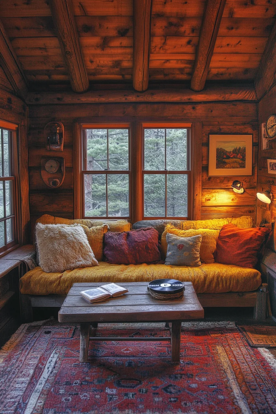 Golden Glow Cabin Living Room