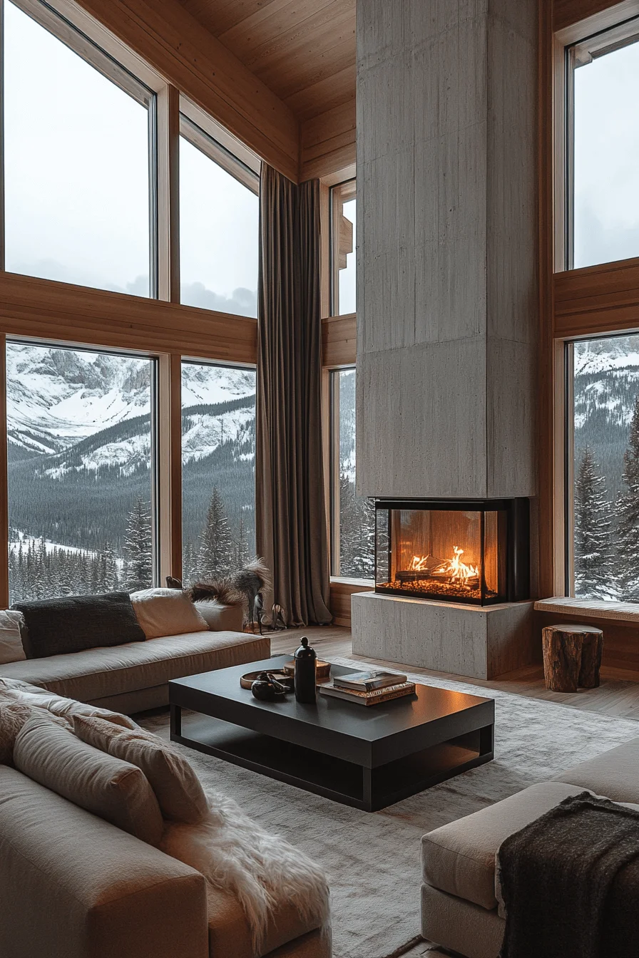 Sleek Timber Cabin Living Room