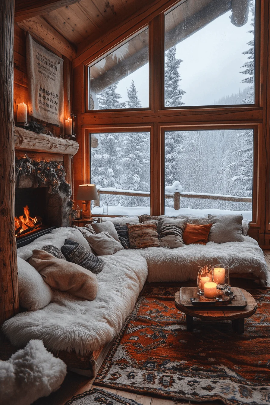 Snowy Cabin Living Room