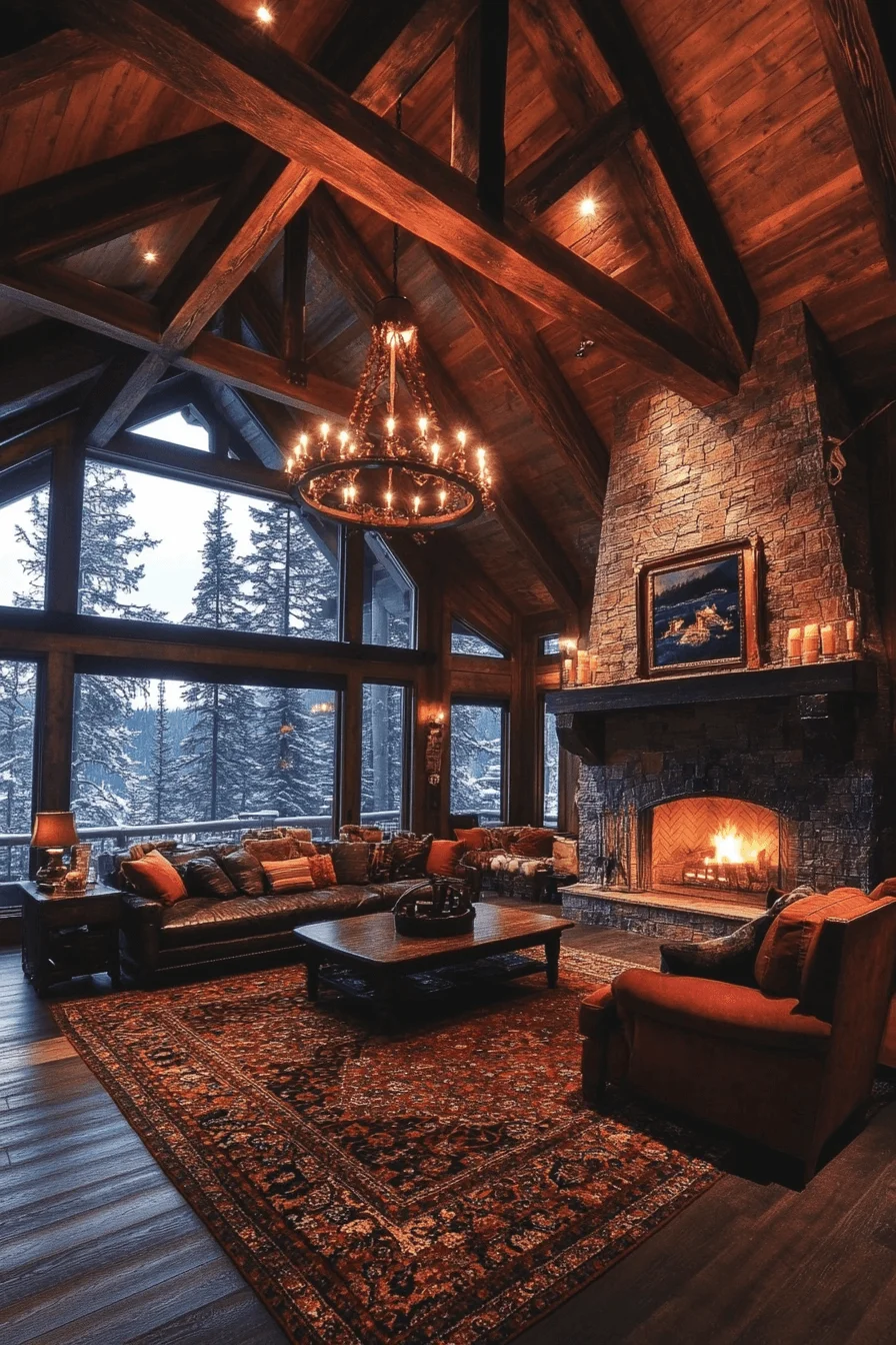 Grand Beam Cabin Living Room