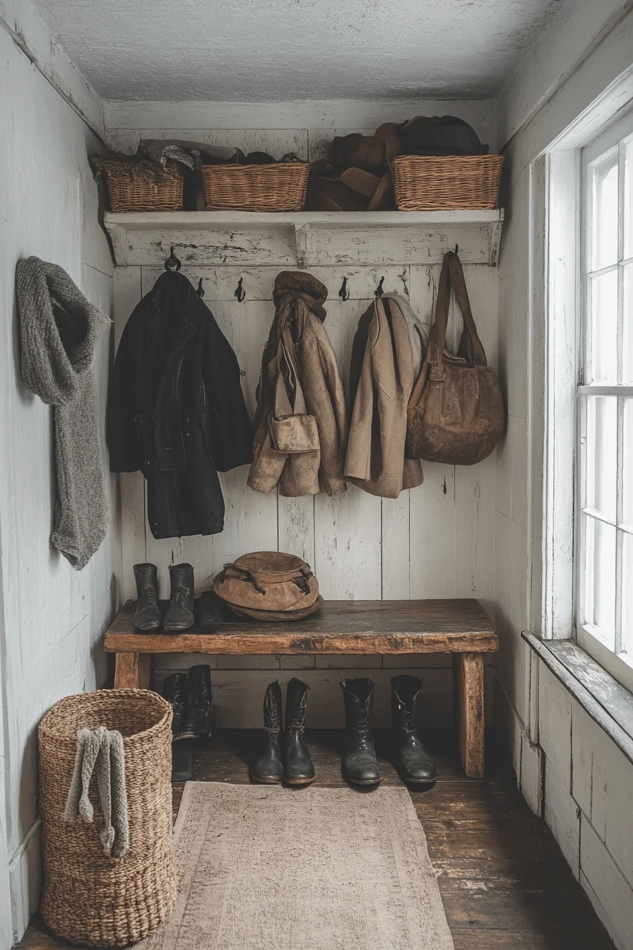 Cozy farmhouse boot room
