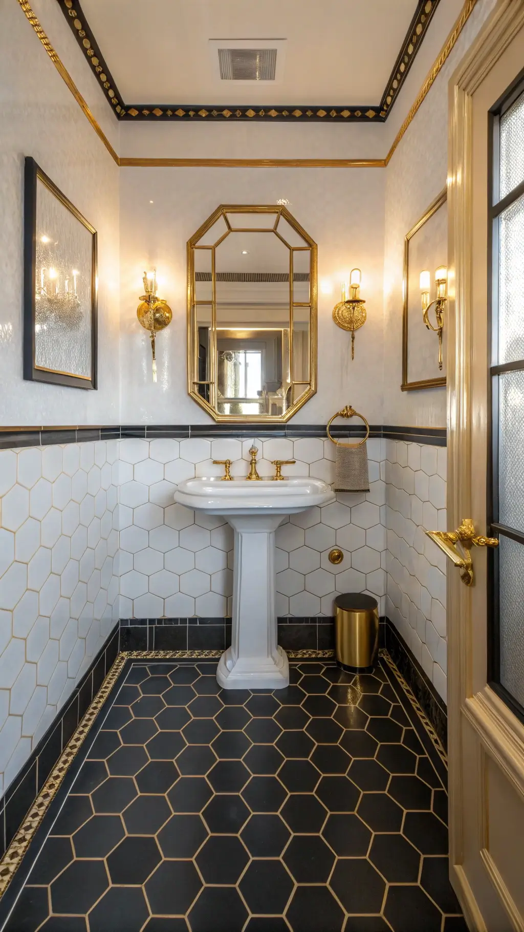 Textured gold bathroom decor