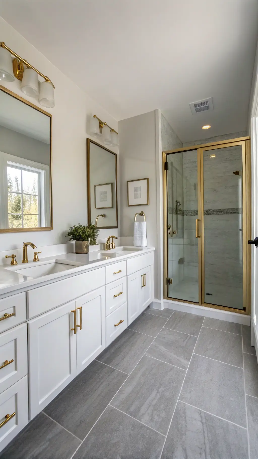 Balanced gold bathroom decor