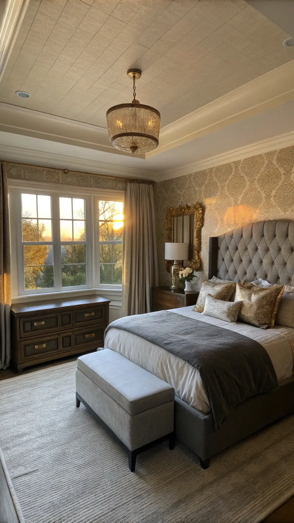Transitional bedroom textures and furniture