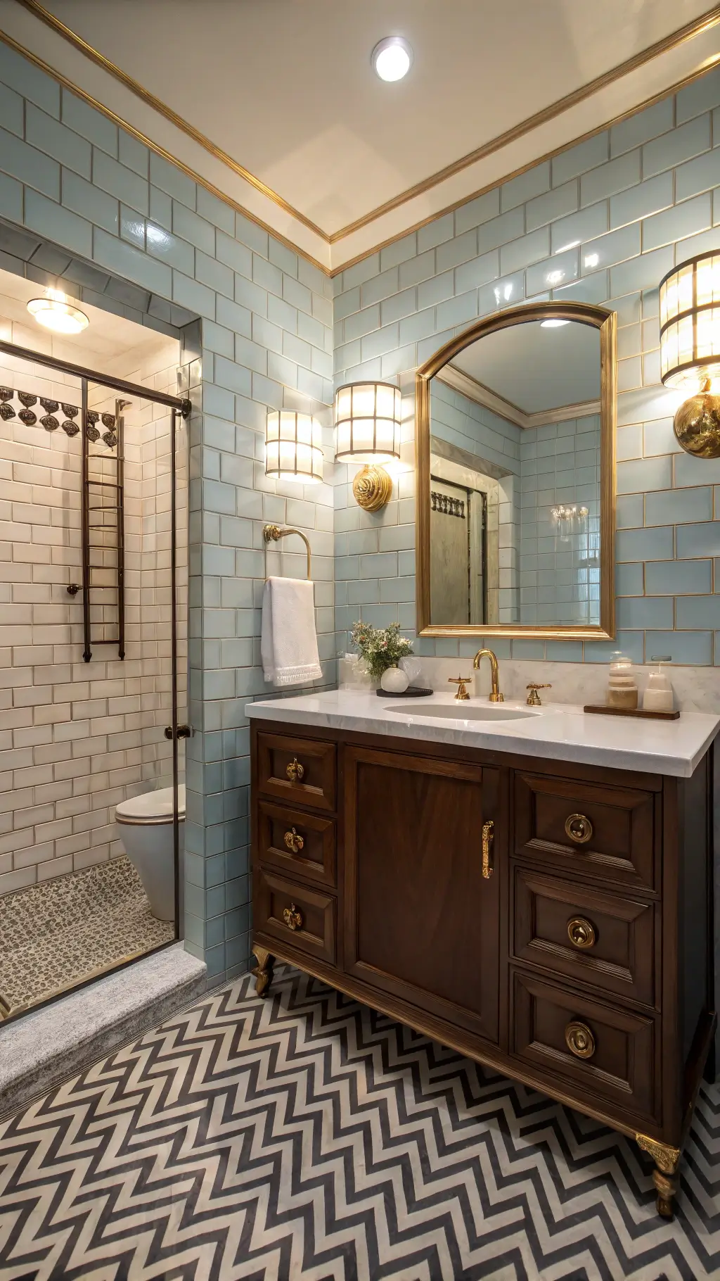 Classic pedestal sink in a vintage bathroom