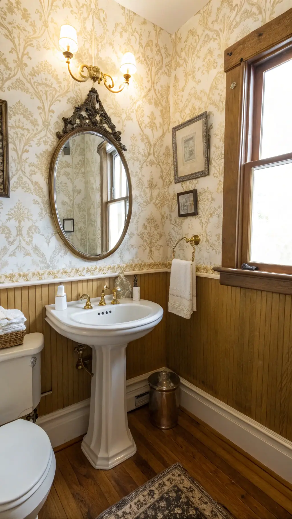 Bathroom painted in soft vintage colors