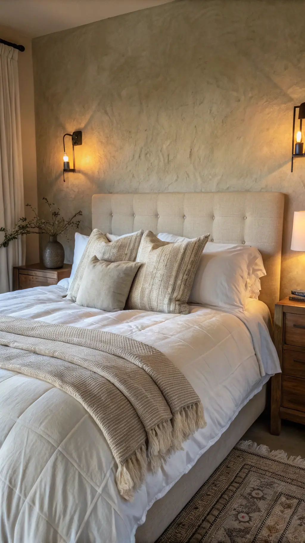 Textured neutral bedroom elements