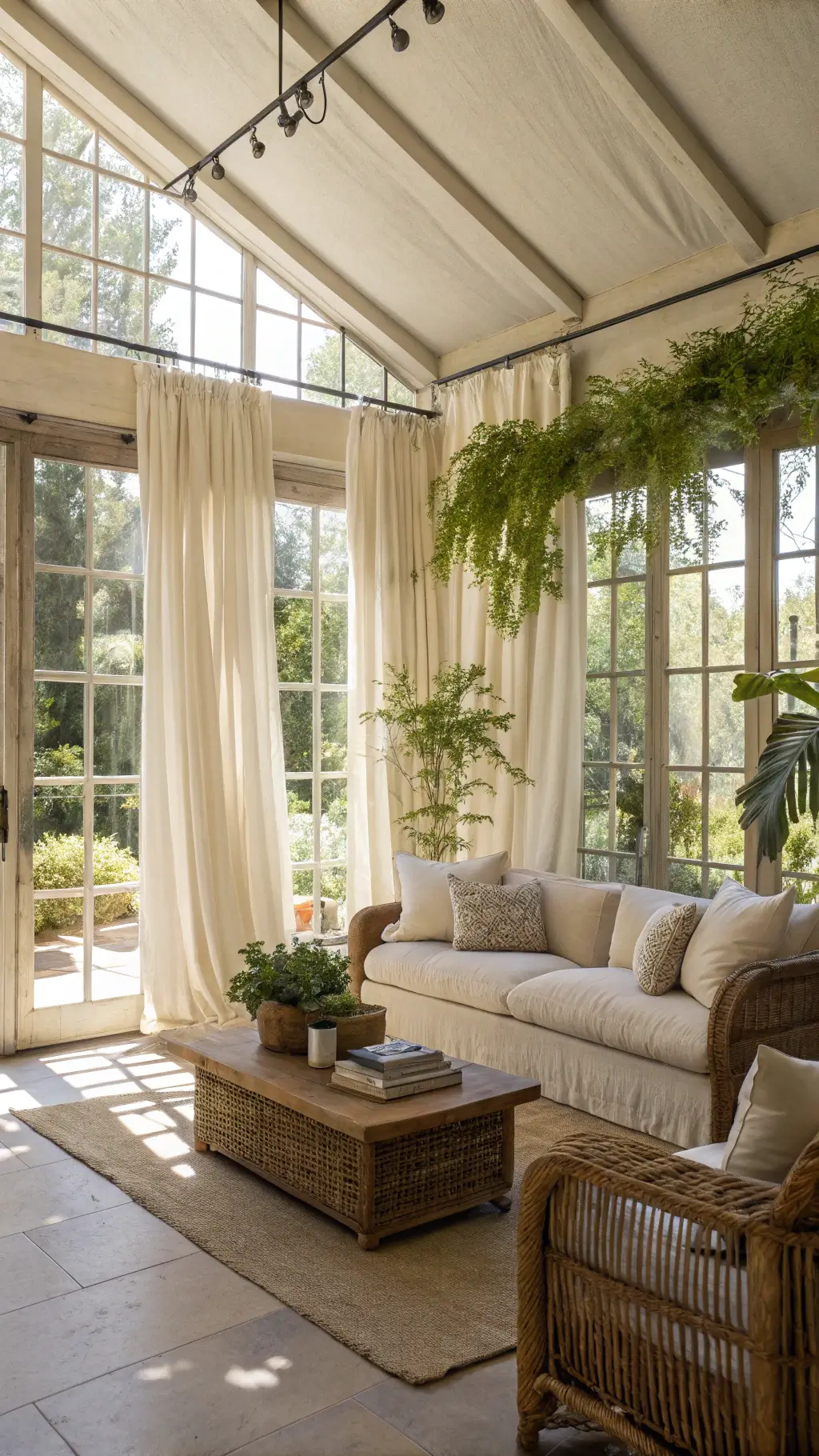 Airy living room with natural light and plants