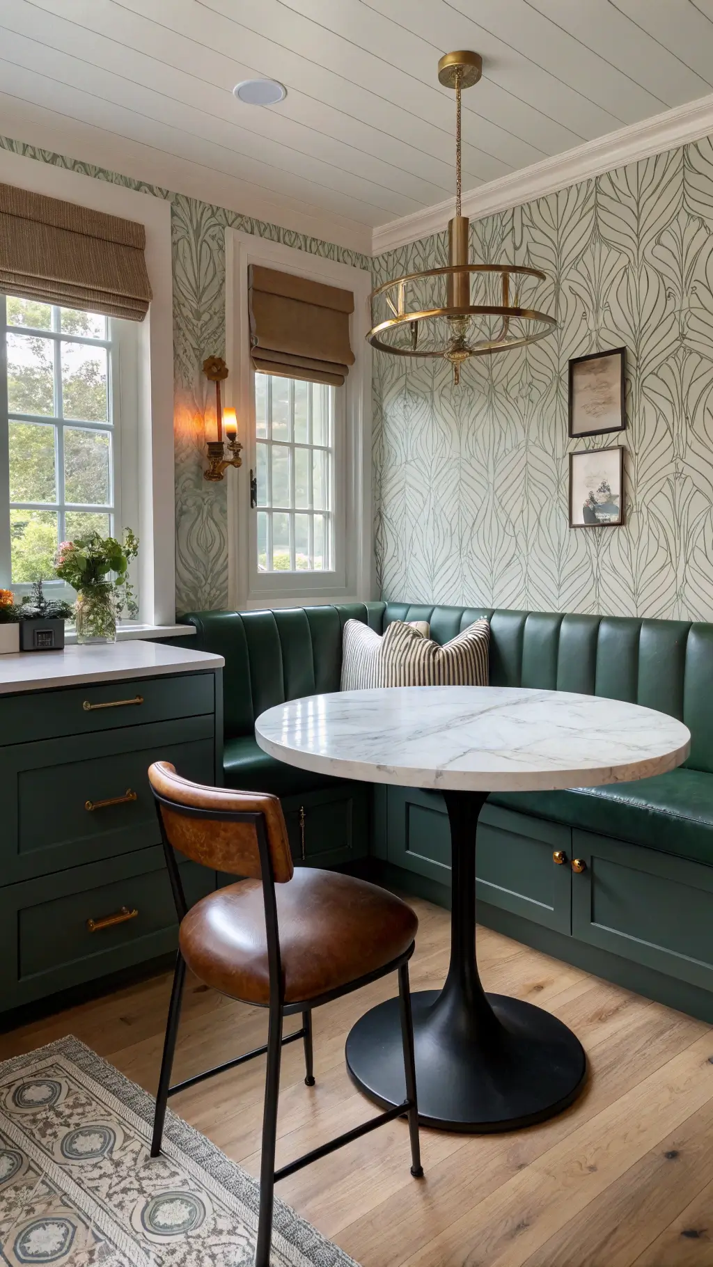 Dark Green Cabinets in Various Kitchen Sizes