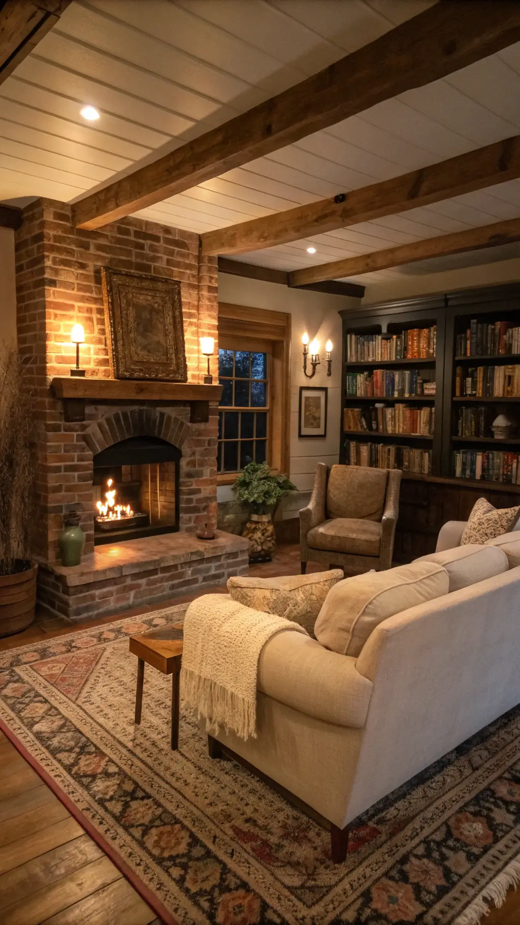 Rustic farmhouse interior with vintage decor and natural textures