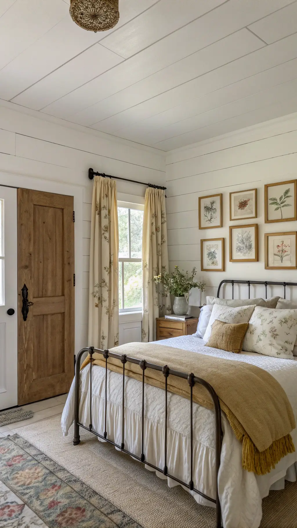 Cozy rustic farmhouse living room with vintage furniture