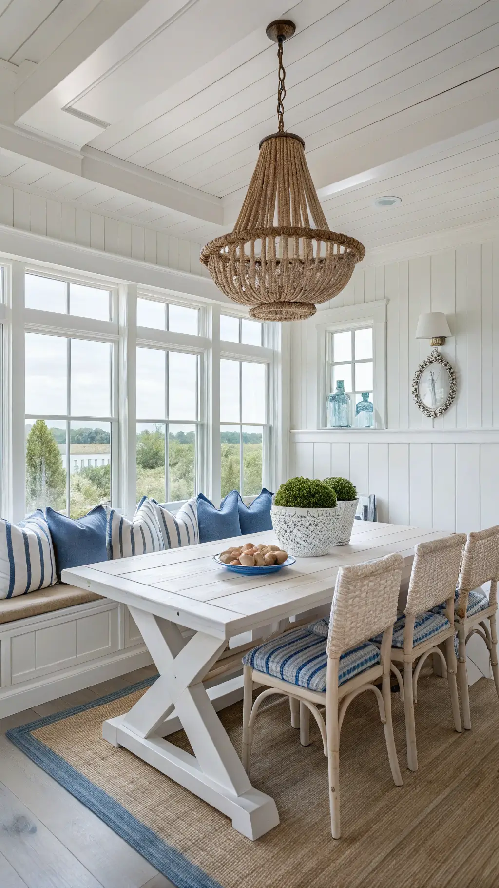 Coastal textures like rattan and linen Coastal textures like rattan and linen