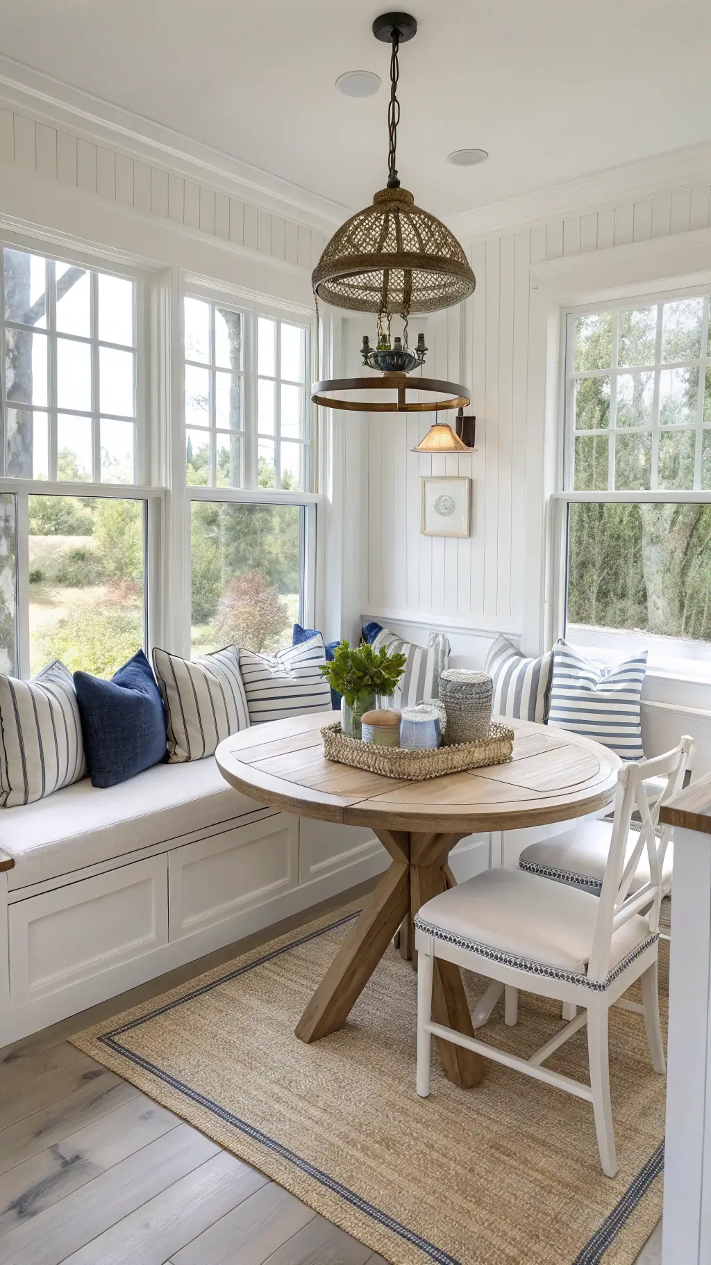 Coastal Kitchen Design: Your Ultimate Transformation Guide Bright coastal breakfast nook with natural textures and nautical accents
