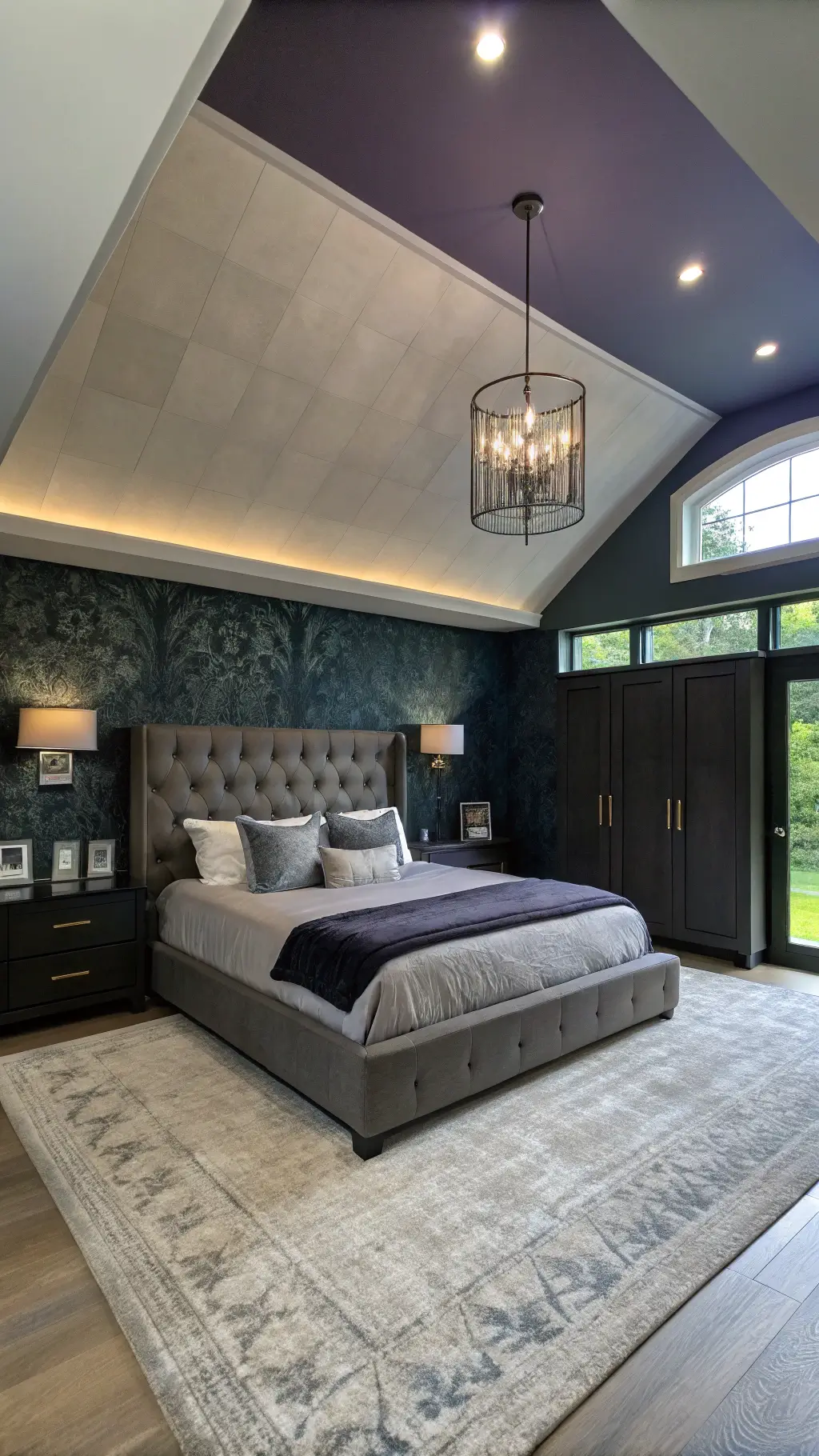 Dark green moody bedroom