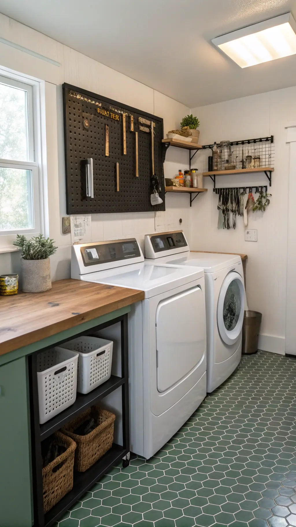 Small laundry room with storage challenges