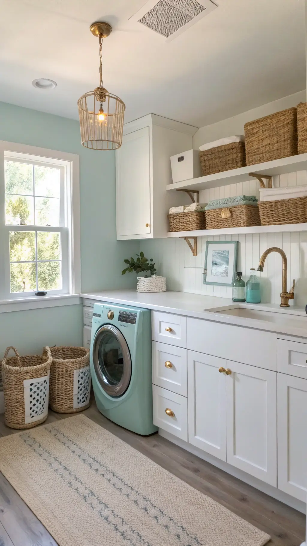 Stacked washer and dryer with countertop workspace