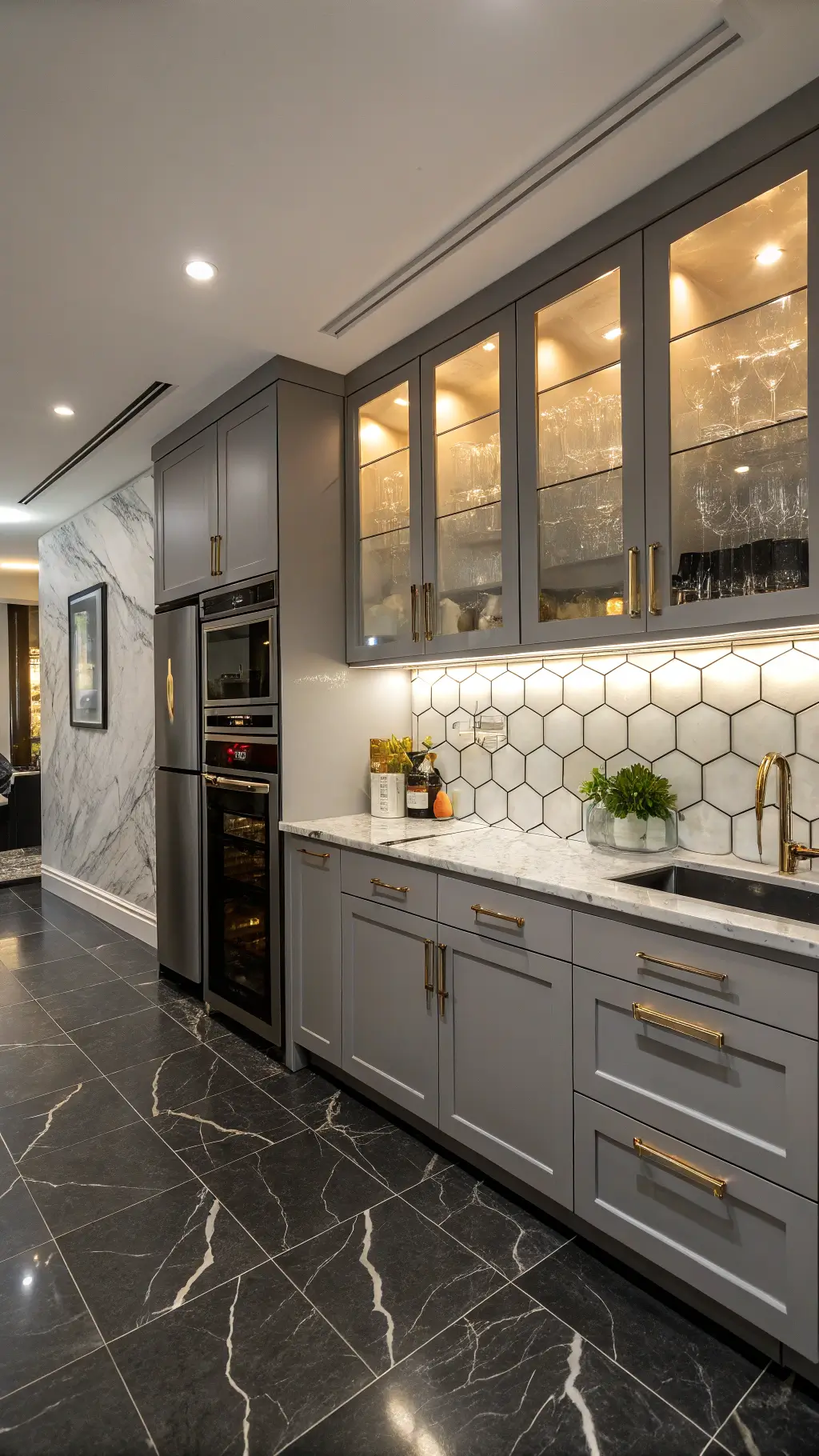 Compact laundry room with various storage solutions