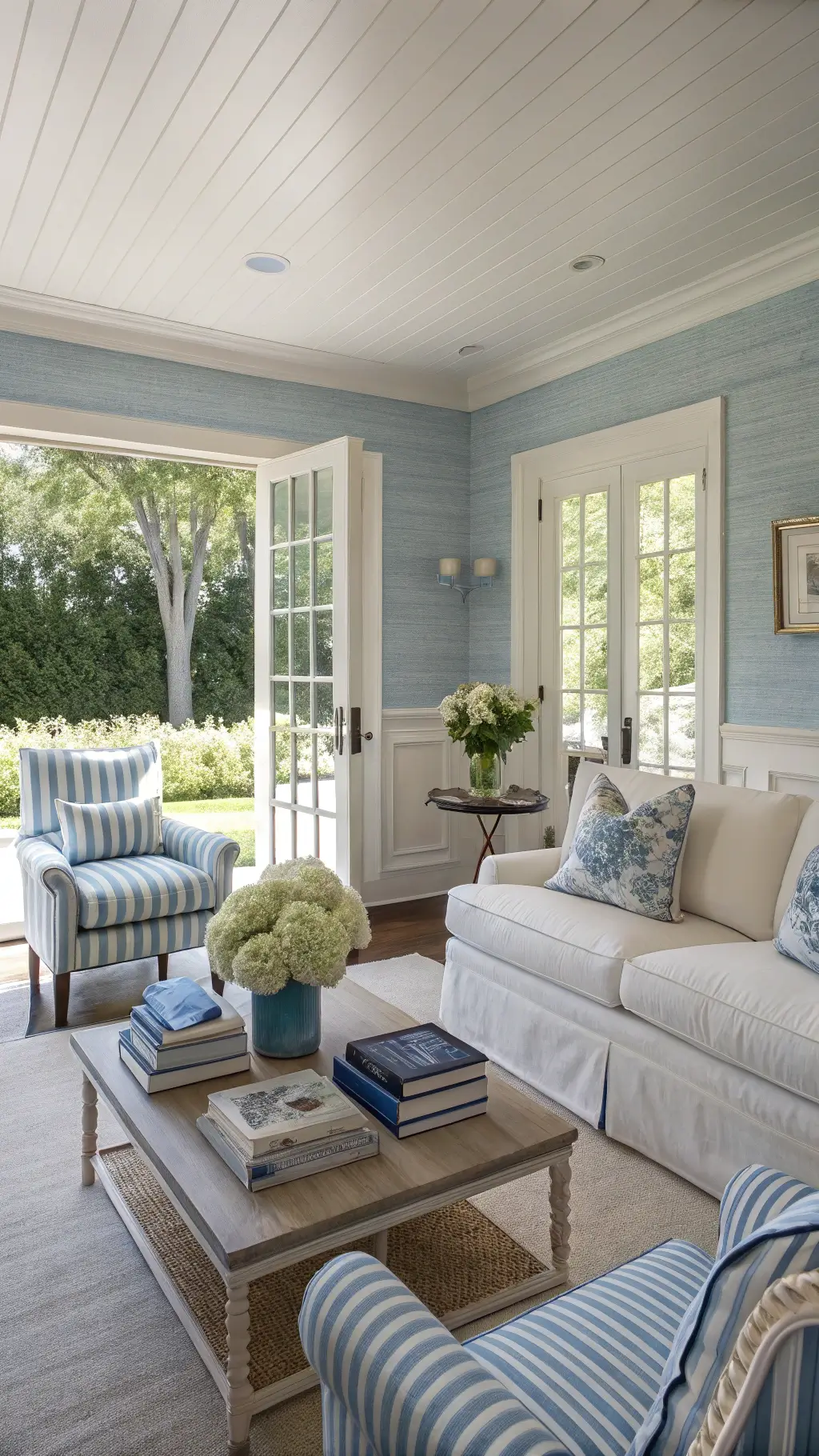 Blue Accent Wall and Sofa