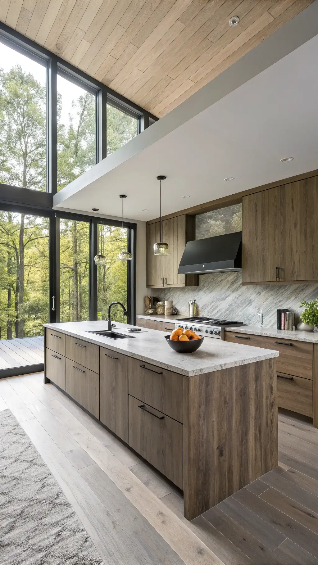 Modern stained kitchen cabinets