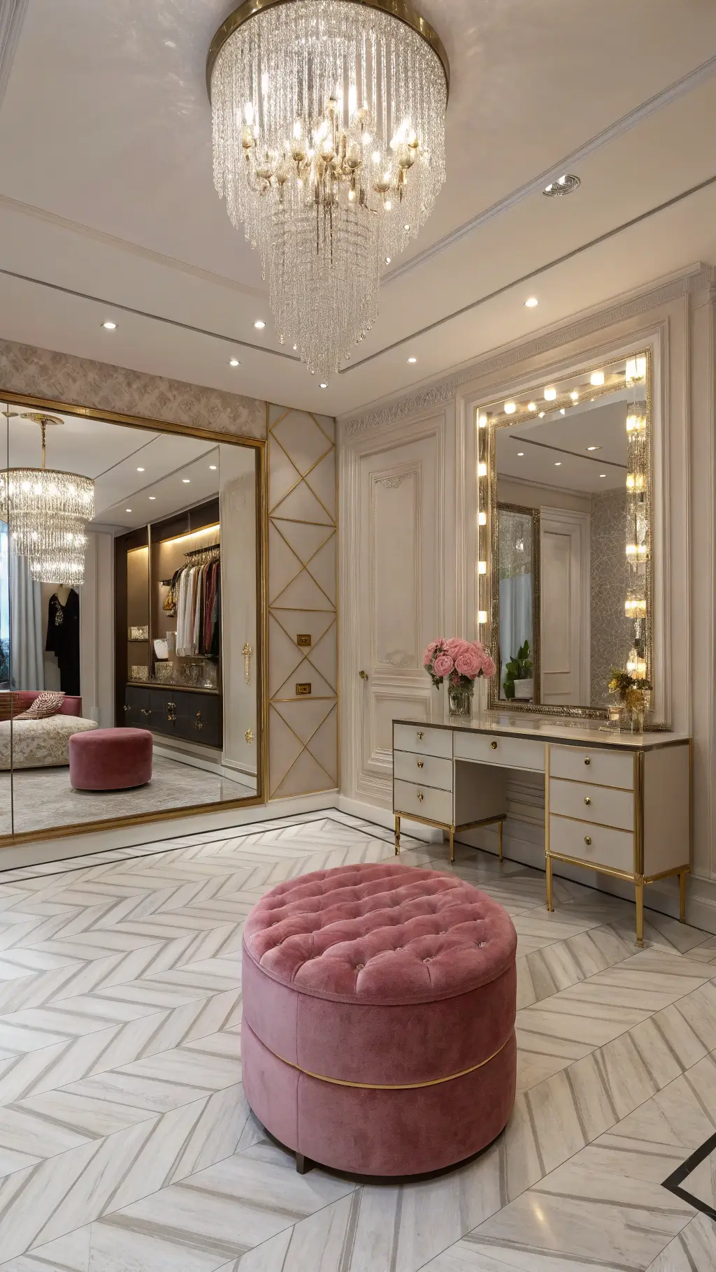 Hollywood glamour inspired dressing room