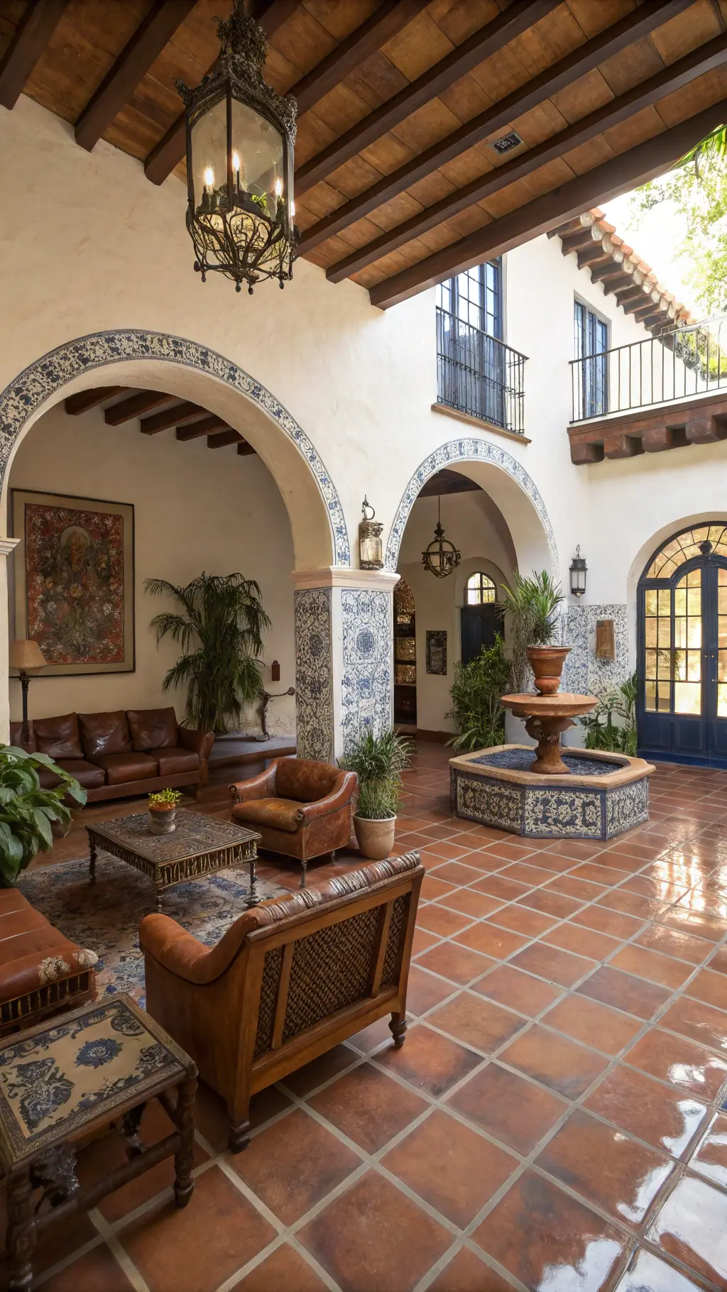 Spanish colonial Santa Barbara hacienda living room
