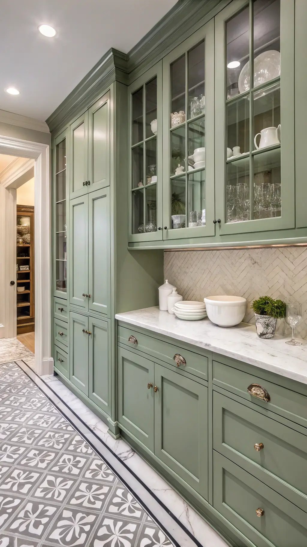 Spacious farmhouse kitchen with U-shaped cabinetry and island
