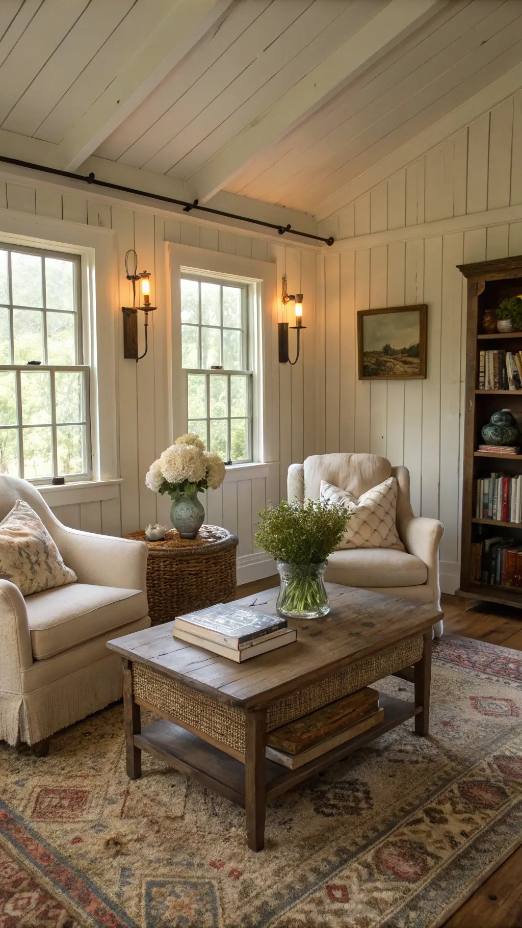 Open concept living room with natural light and flexible seating