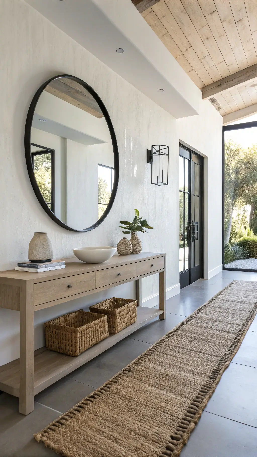 Minimalist room with natural light and simple furniture