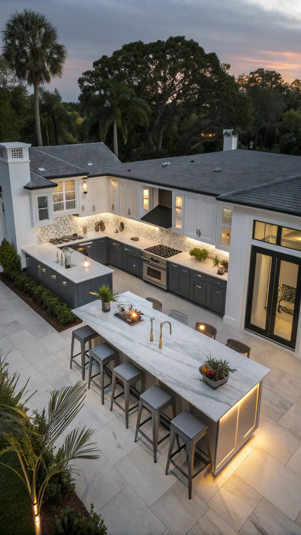 Contemporary kitchen with two-tone cabinetry and mixed metal fixtures