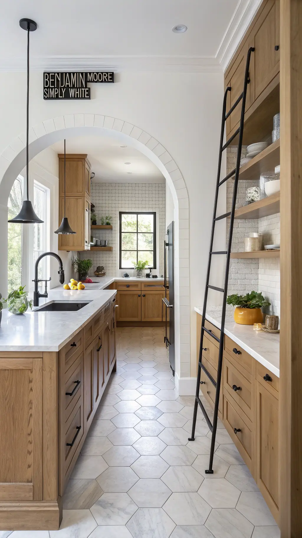 Mixing Wood Tones for Visual Balance Bright kitchen with honey oak cabinets and contrasting island