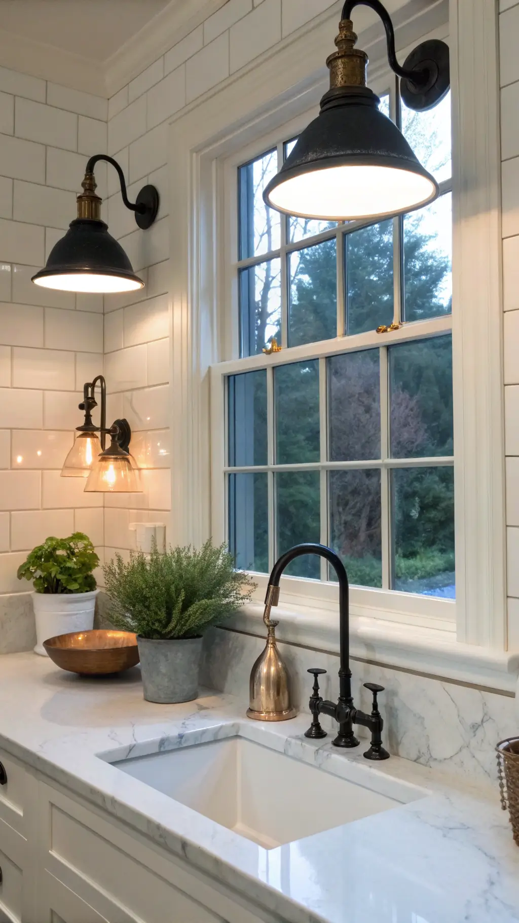 Vintage inspired farmhouse kitchen sconces
