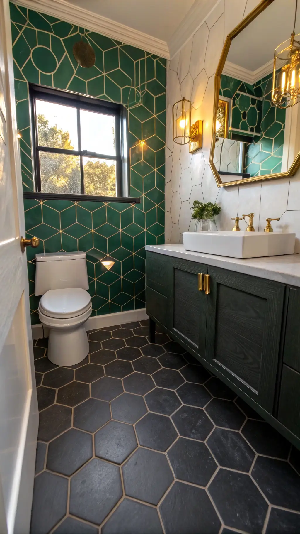 Bright small bathroom with modern tile design