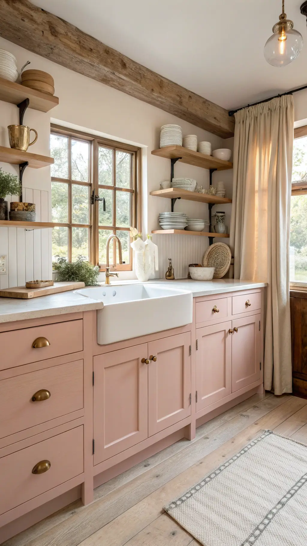 Cozy farmhouse kitchen with powder <a href=