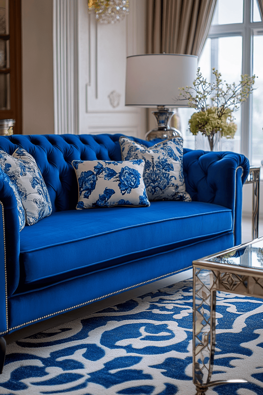 Art deco blue sofa living room
